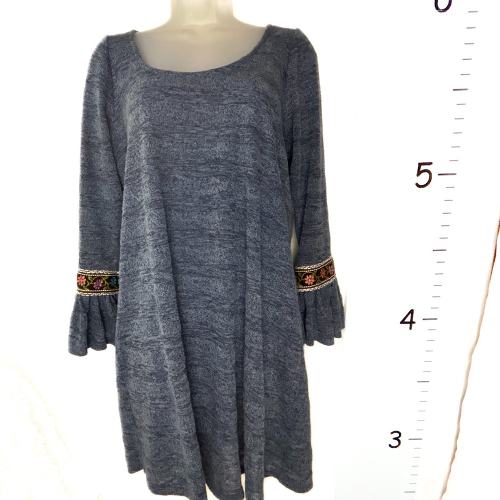 VaVa by Joy Han Blue Boho Mini Dress Tapestry‎ Bell Sleeves Small